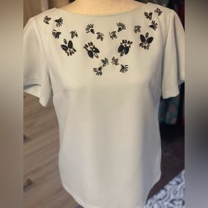 Banana Republic S Light Green Blouse with Black Embellishments